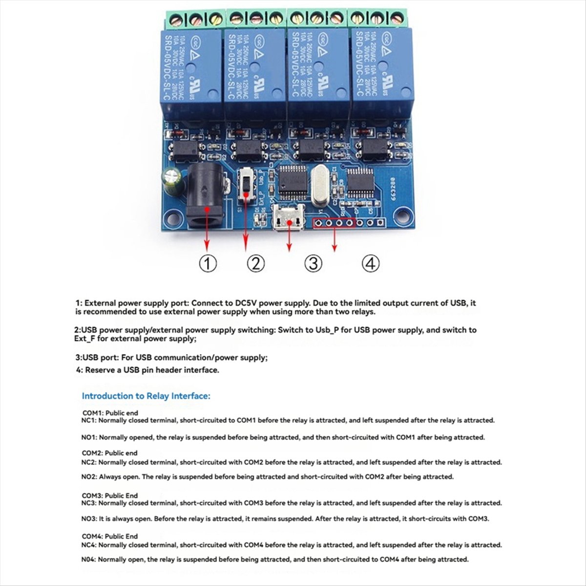 AT42 4 Channel USB Relay Modul - Relay Module 4 Channel 评论和价格
