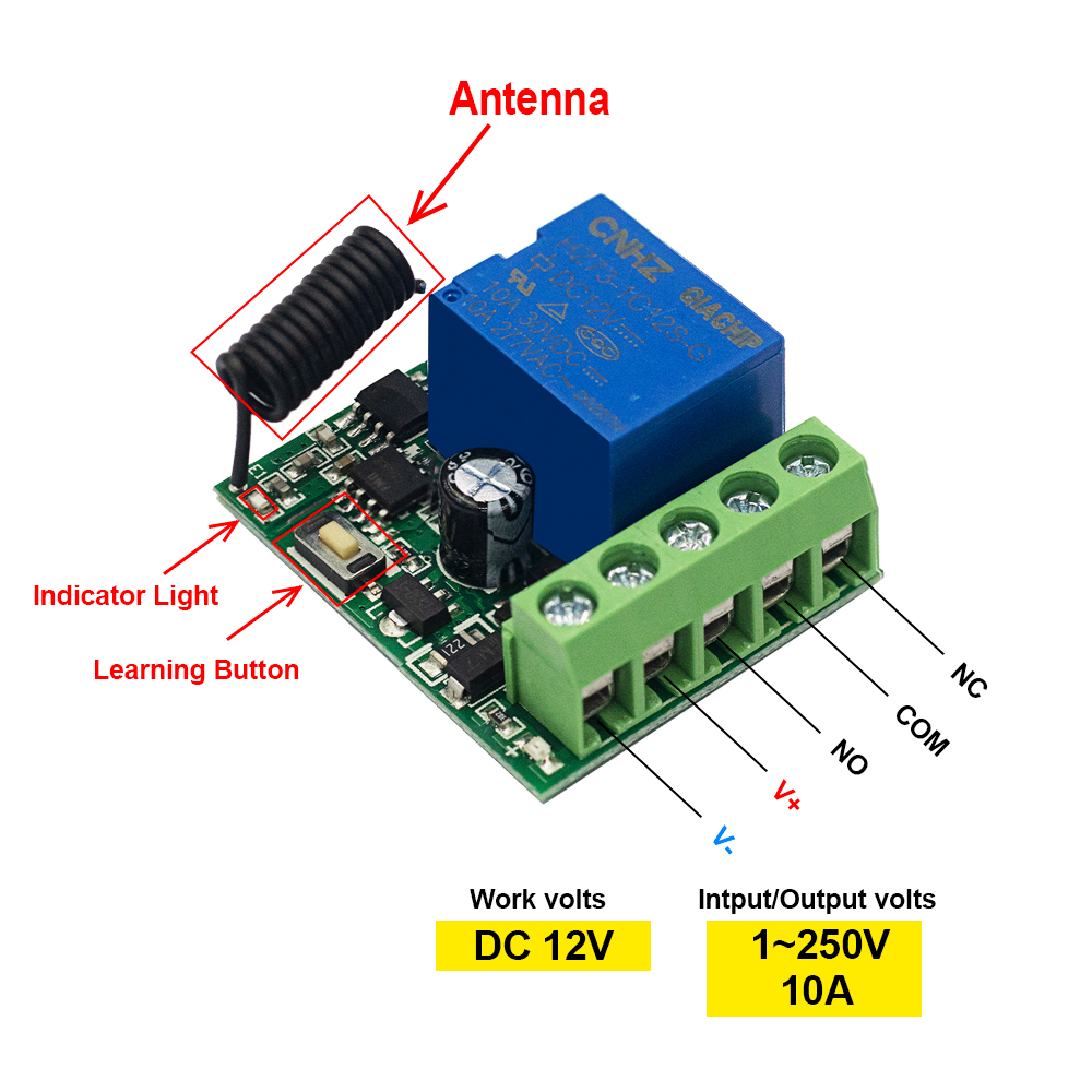 QIACHIP 433MHz DC 12V Wireless - Relay Module 4 Channel 评论和价格