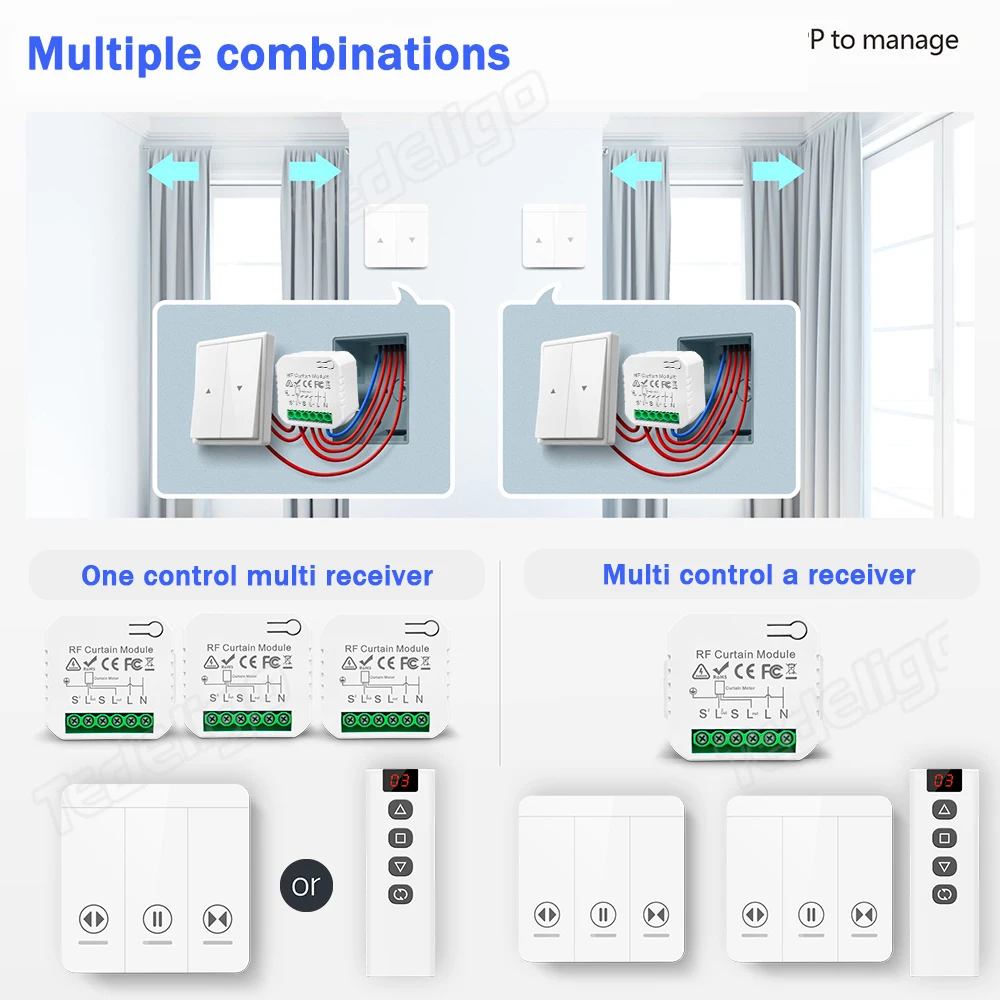 433 MHz RF Curtain Switch Modu - Joystick Module 评论和价格