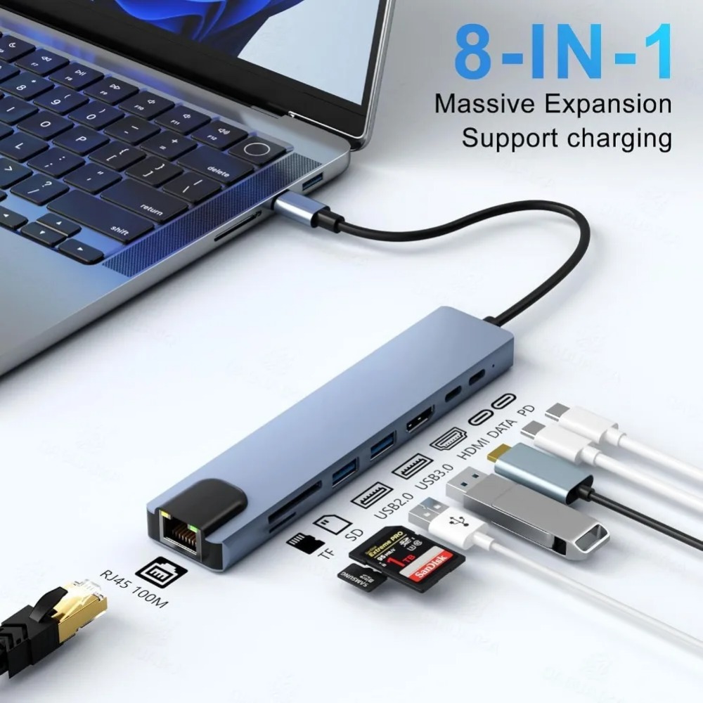 USB C Hub 8/7 in 1 4K HDMI Ada - Sd Card Module 评论和价格