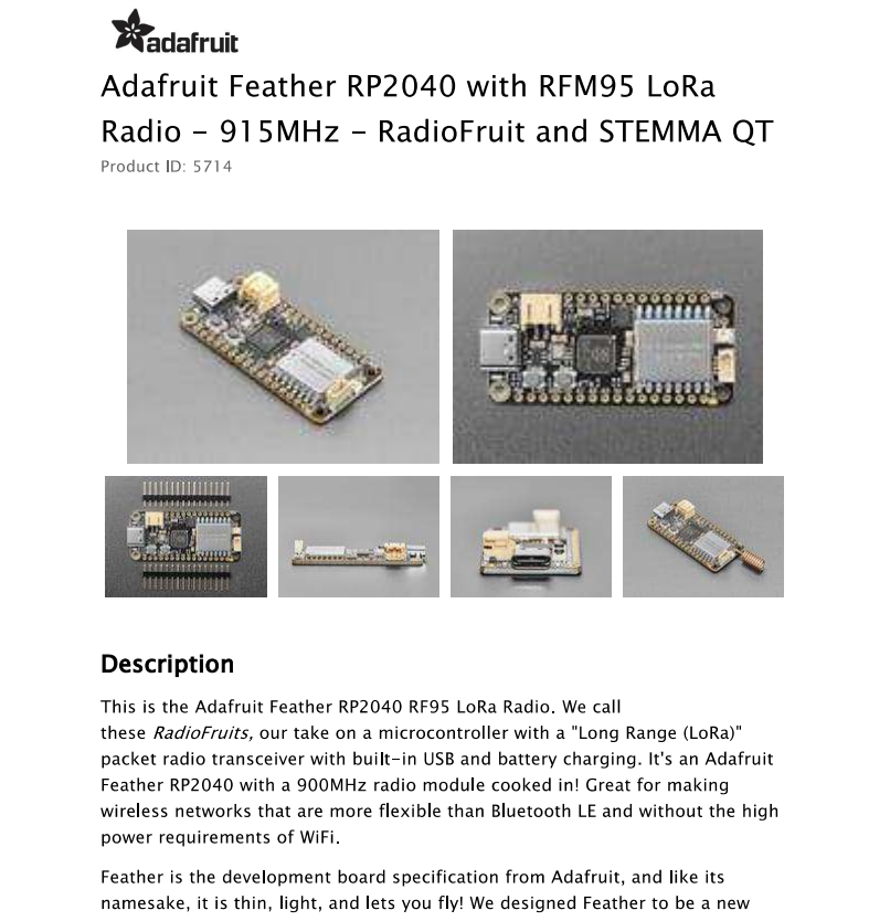 5714 Feather RP2040 with RFM95 - Lora Rfm95 评论和价格