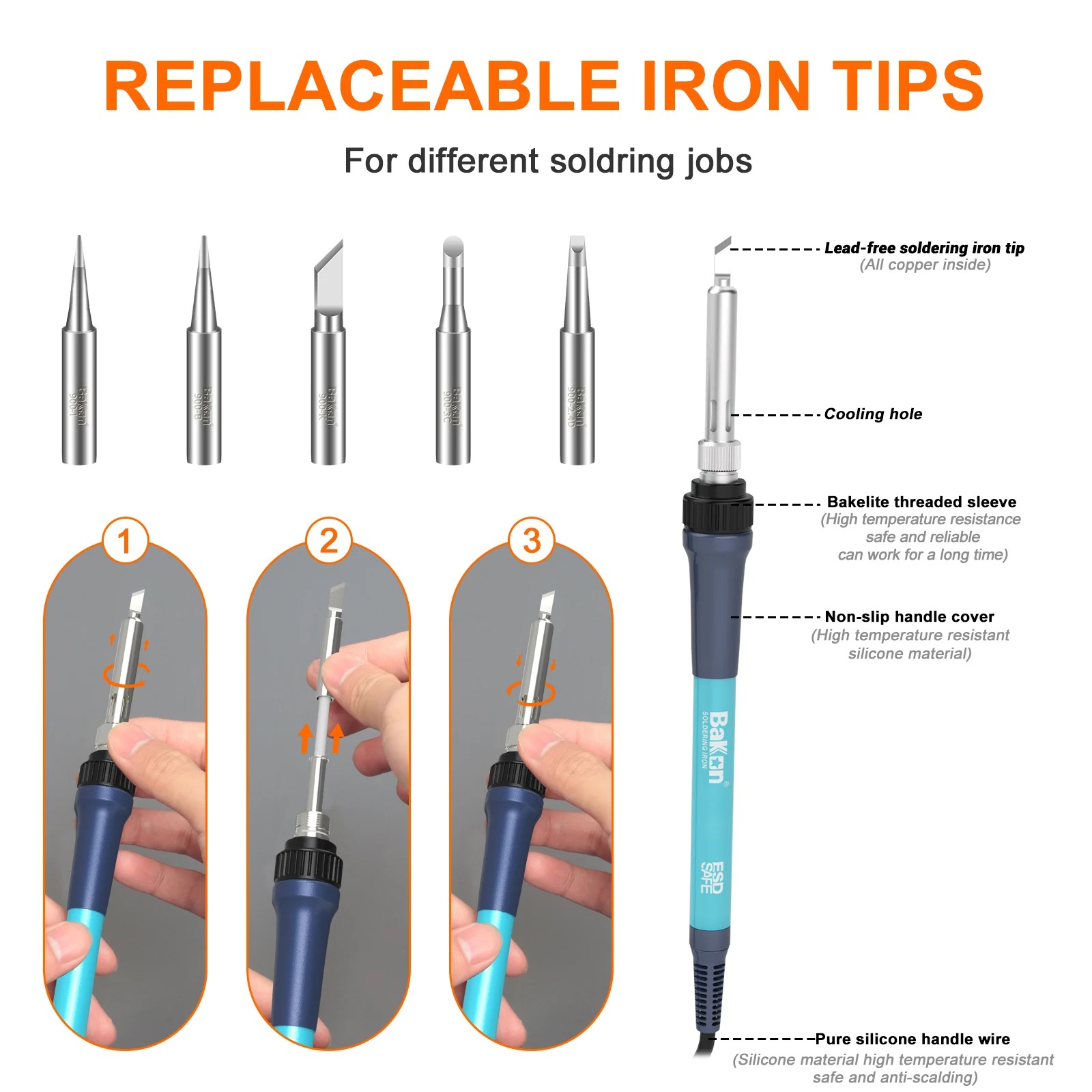 Bakon BK969 90W Soldering Stat - Soldering Iron Temperature Probe 评论和价格