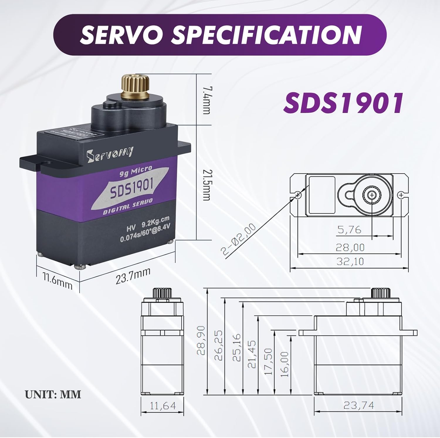 SERVOMY-SDS1901 Digital 9G Mic - Servo Sg90 评论和价格