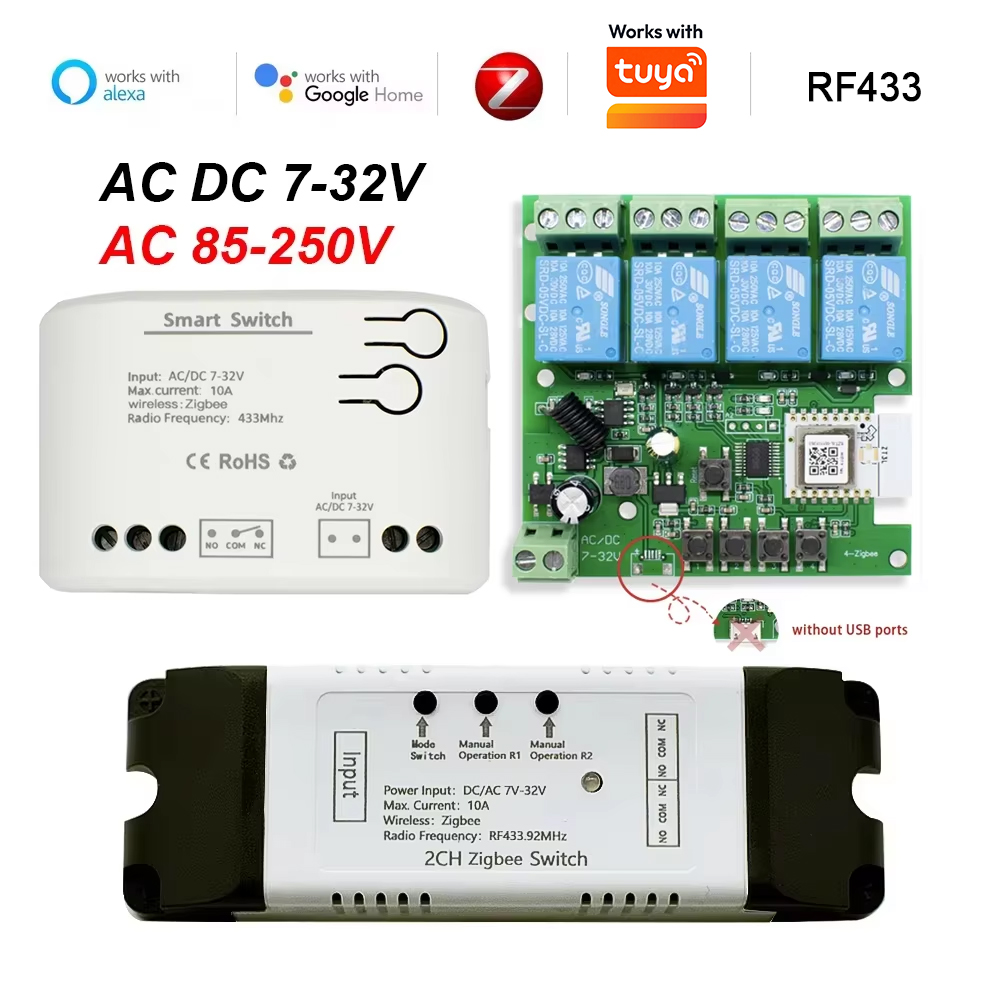 Dry Contact Smart Zigbee Switc - Relay Module 4 Channel 评论和价格