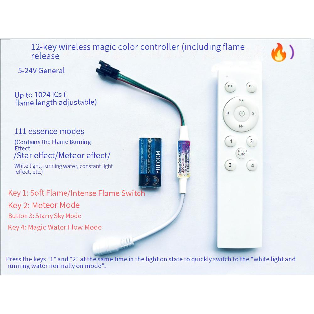 RF 12-key fantasy flame contro - Ws2812B Strip 5V 评论和价格
